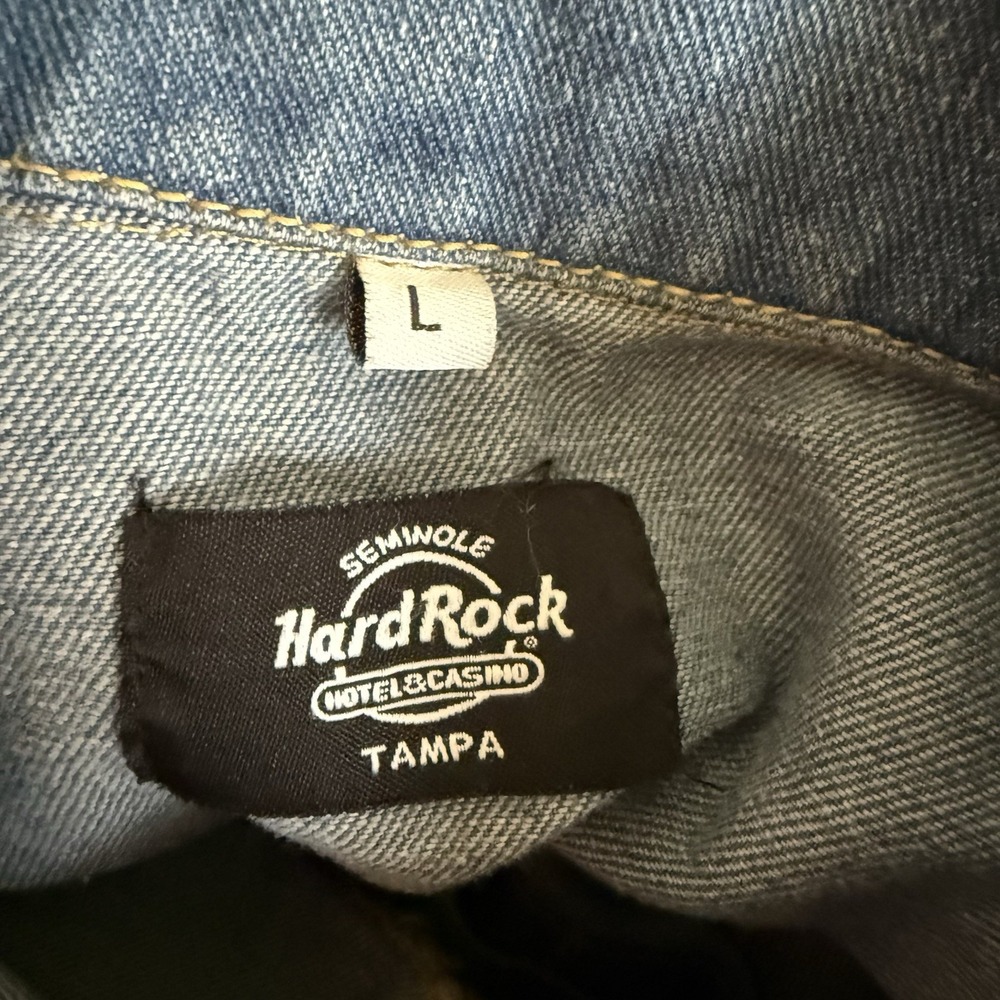 Seminole Hard Rock Hotel Casino Adult Size Large Jean Jacket Denim Trucker Tampa - Picture 5 of 8